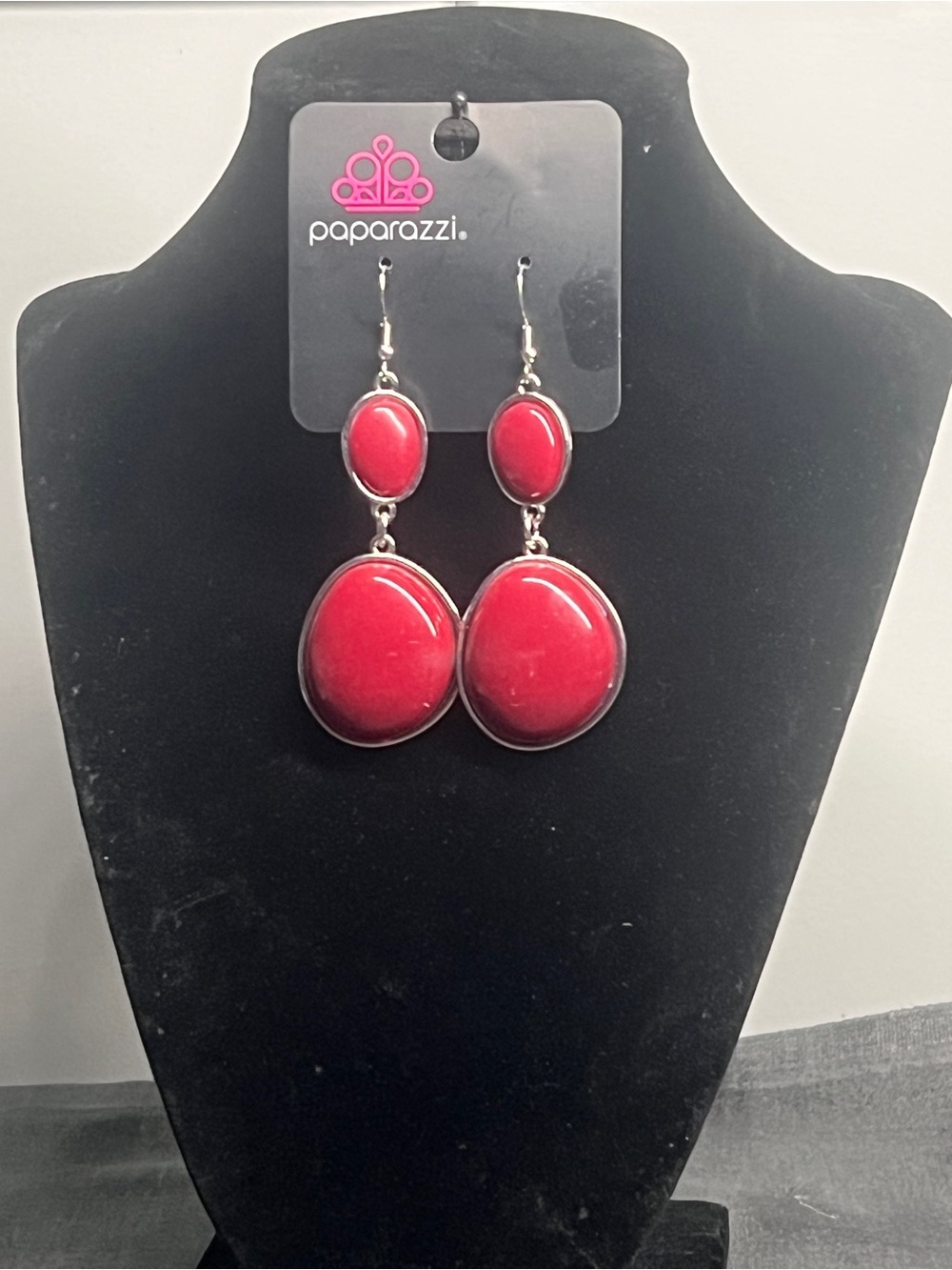 Paparazzi Red Double Oval Drop Earrings